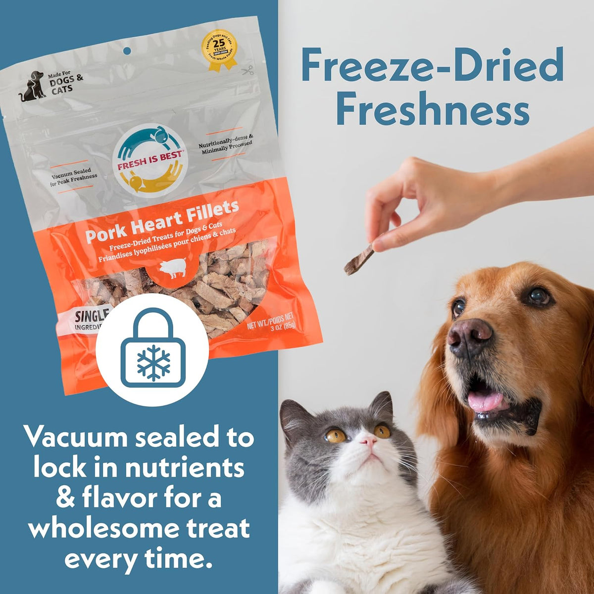 Fresh Is Best Pork Heart Fillets Freeze Dried Dog Treats for Cats & Dogs