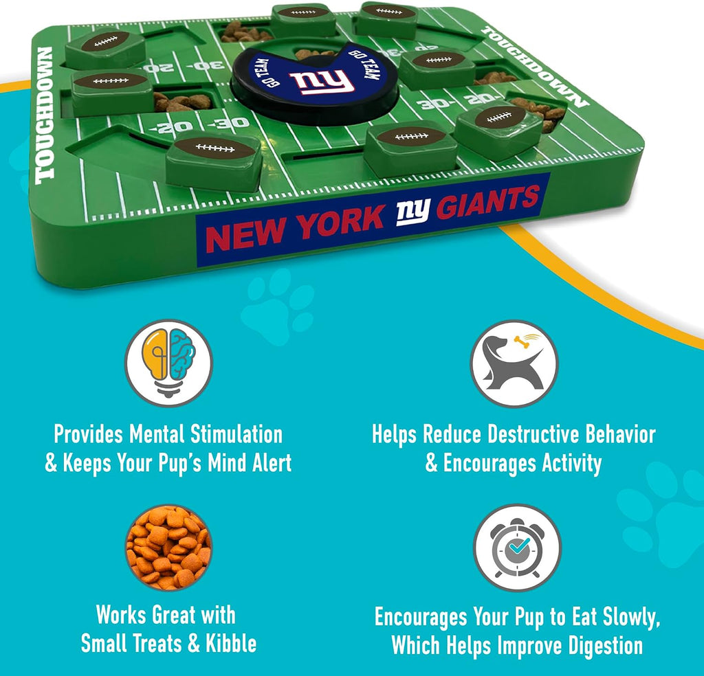 Pets First NFL New York Giants Large Puzzle Toy for Dogs, Slow Feeder Board for Pets, New Bigger Size, Interactive Doggie Treat Toy