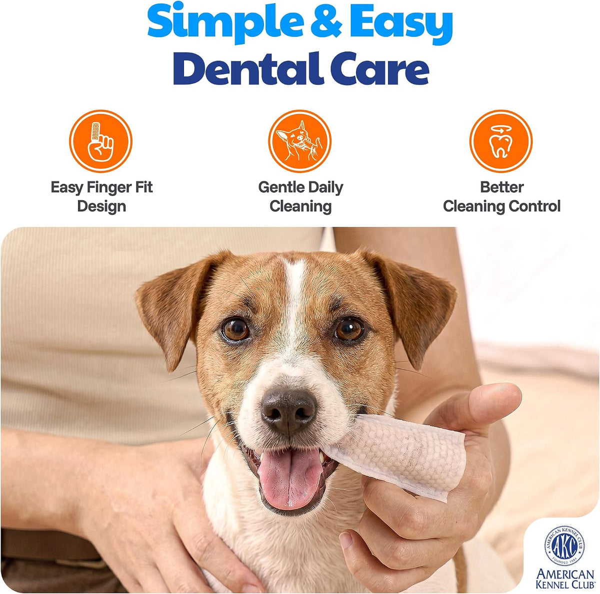 AKC Dental Finger Wipes for Dogs, Fresh Mint, 100 Count