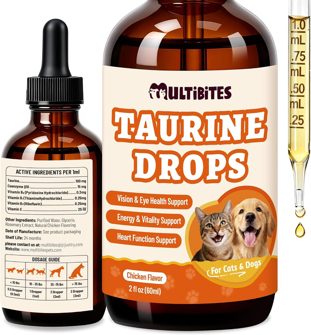 Taurine for Cats & Dogs, Taurine Liquid Drops with CoQ10 2 fl oz