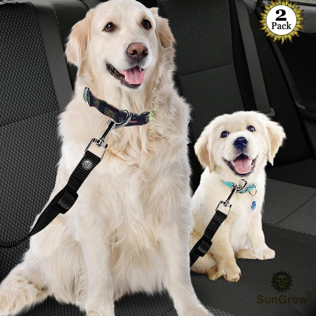 SunGrow Dog Seat Belt for Car, Adjustable Nylon Pet Seatbelt, Supports All Cars, Dog Car Leash Seat Belt, Seatbelt for Dogs, Cats & Ferrets Travel Harness