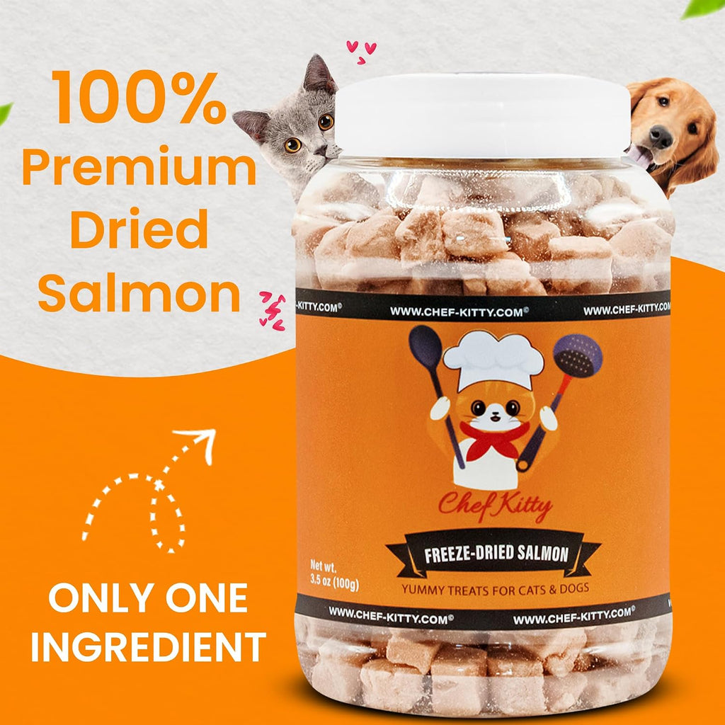 Wild Caught Freeze Dried Salmon Cat & Dog Treats, Omega-3, 2.7oz