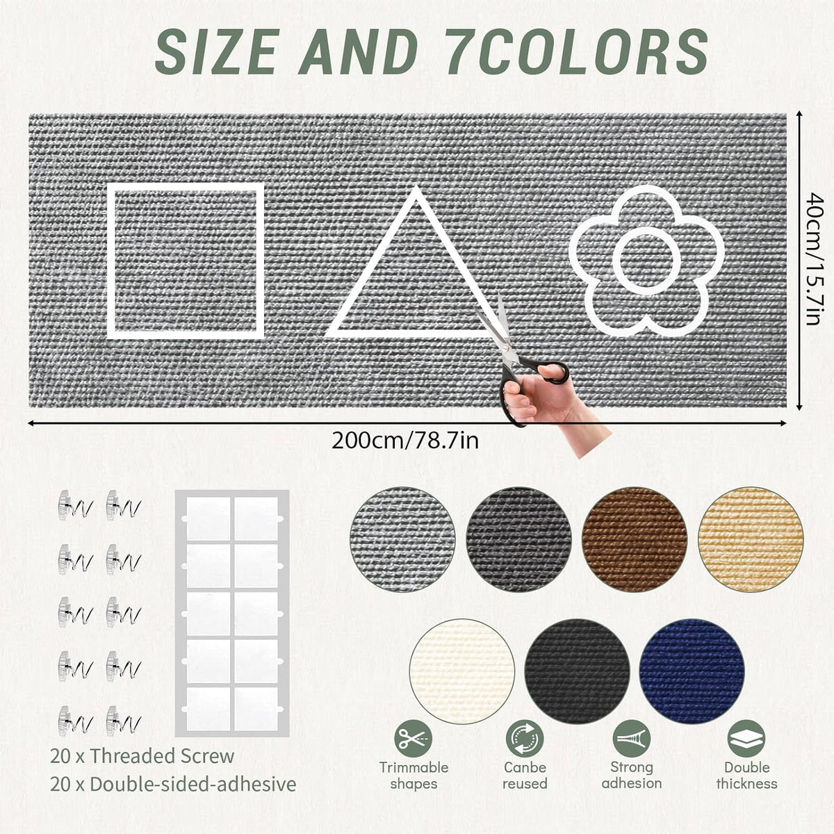 Cat Scratch Mat for Couch, 78.7x15.8 in Self-Adhesive