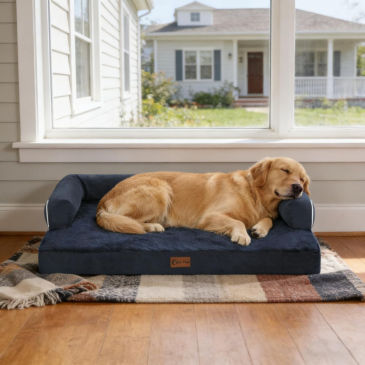 Orthopedic Dog Bed for Extra Large Dogs, 53x42in, Navy Blue