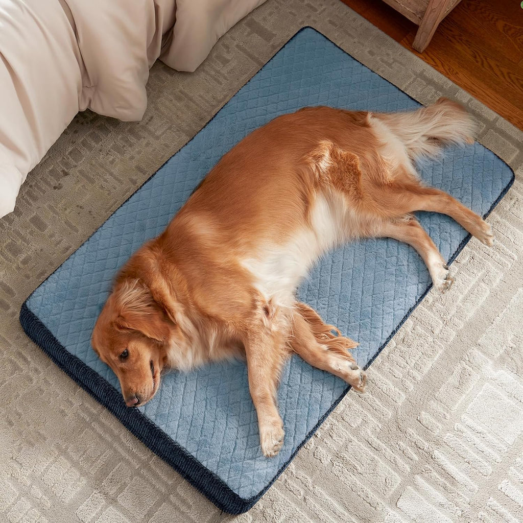 JOEJOY Orthopedic Medium Dog Bed, Washable Dog Crate Bed Medium Sized with Removable Cover, Egg Memory Foam Pet Beds, Blue, 29"x18"