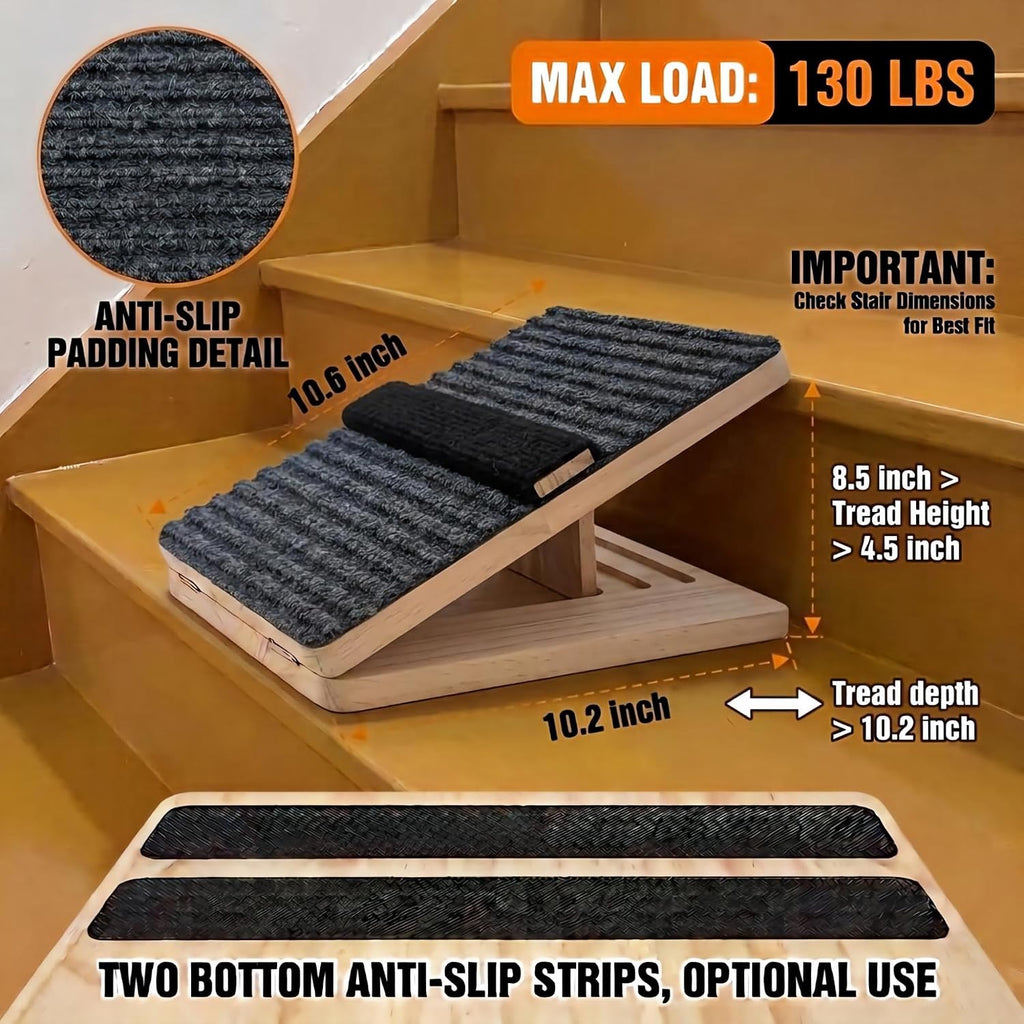4 Pack Wooden Adjustable Dog Stairs Ramps, 3-Level Adjustable Triangular Pet Ramp, Indoor & Outdoor Portable Dog Steps with Anti-Slip Mat, Suitable for Dogs, Cats, Elderly and Injured Pets (4)