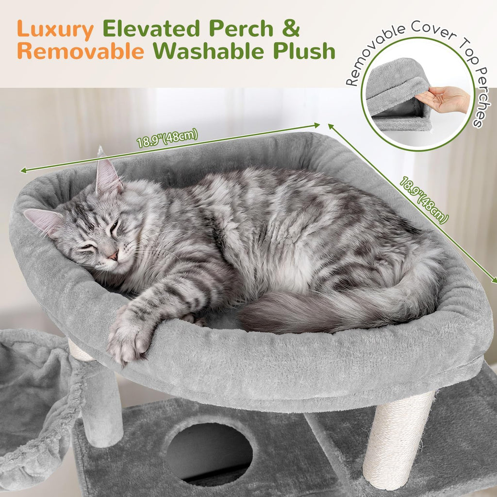 Globlazer Maine Coon Cat Tree for Indoor Large Adult Cats, S80H, Light Grey