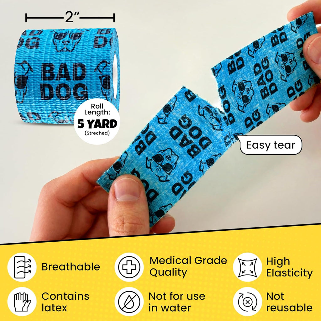 Funny Vet Wrap for Dogs, 2in Self-Adhesive Bandage Tape, 12 Pack Mix