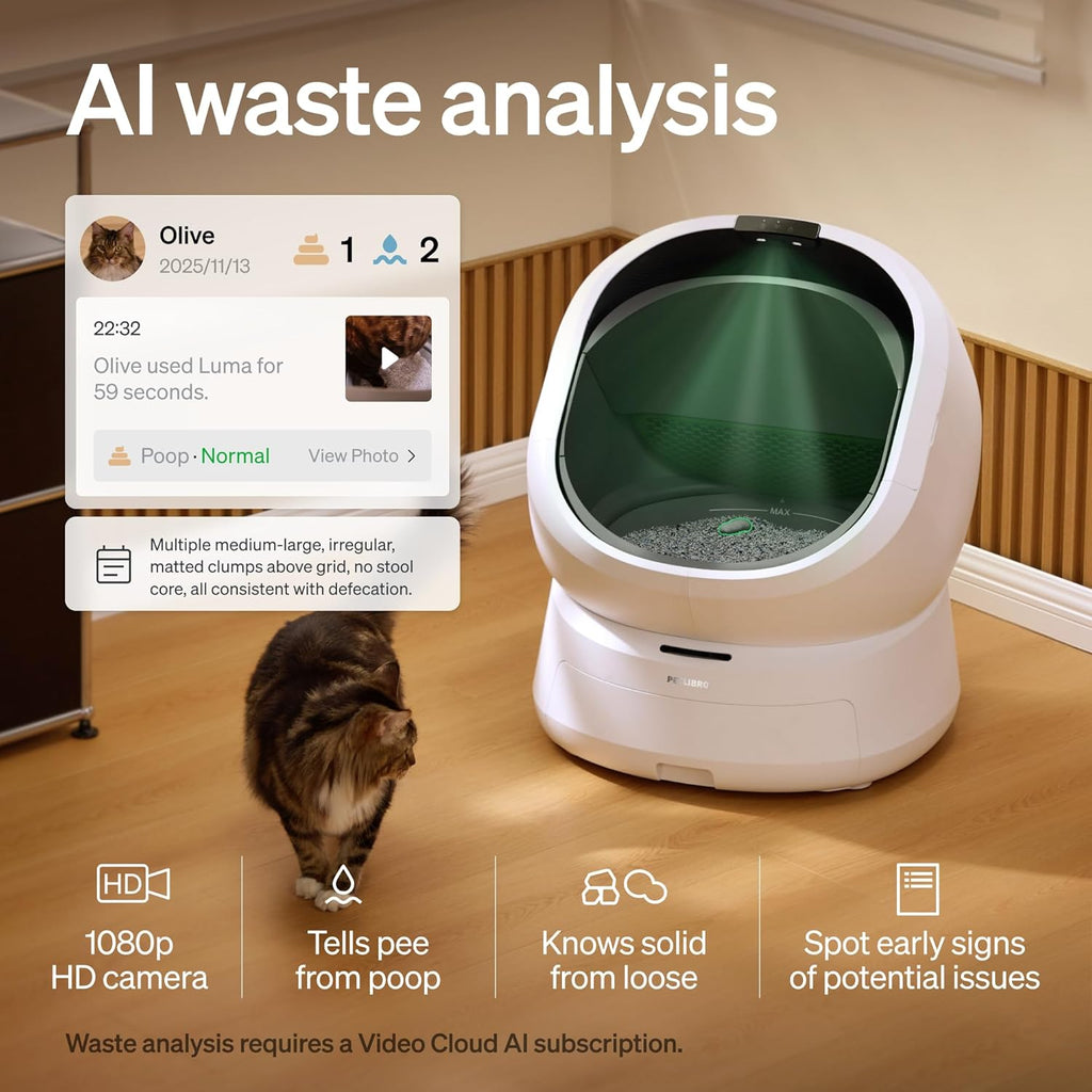 PETLIBRO Automatic Litter Box with Accessories Kit & AI-Camera Waste Analysis, Large Open Top Self Cleaning Litter Box with 24/7 Odor Control, Safety Sensors, Multi-Cat Recognition & Usage Tracking
