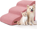 Dog Stairs for Small Dogs, 3-Step Pink Pet Ramp for Couch, Cats & Puppies