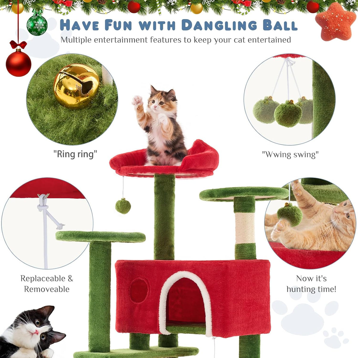 54 Inch Cat Tree Tower with Sisal Scratching Post