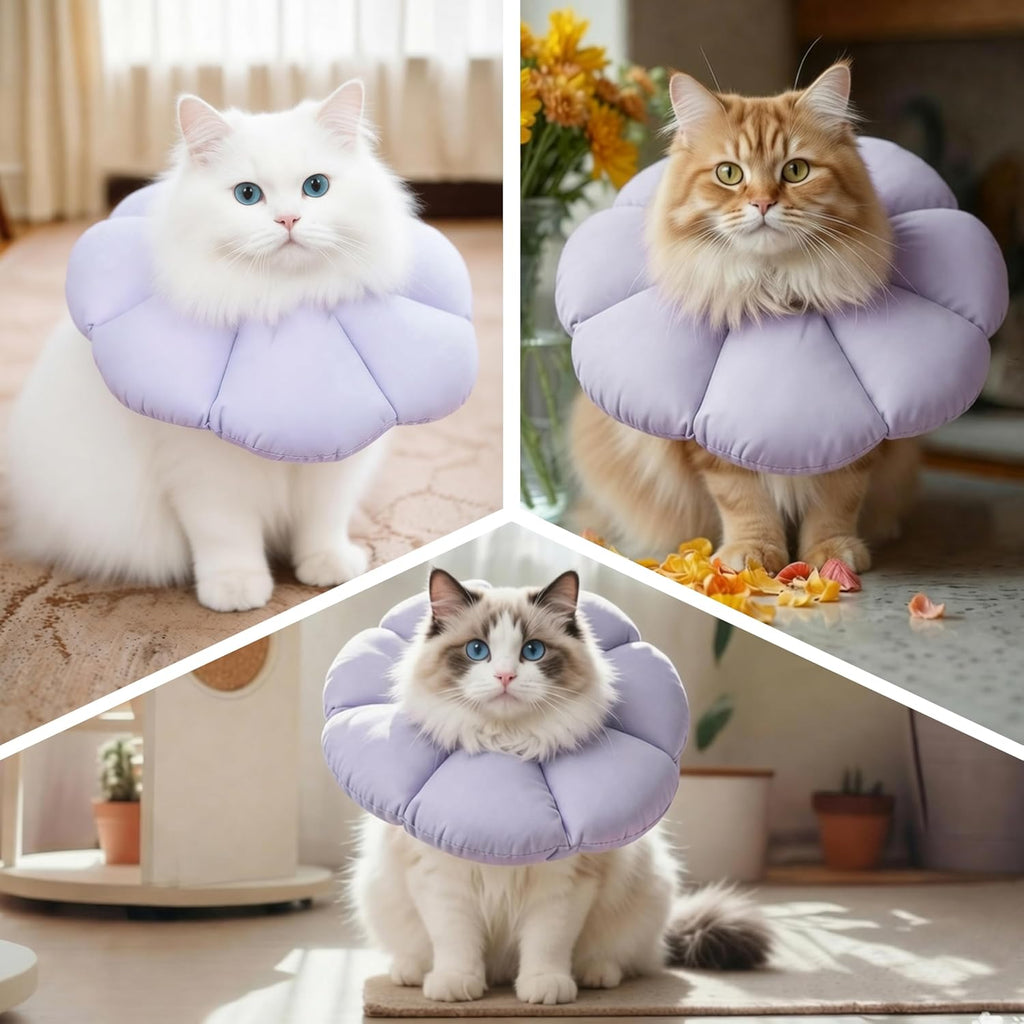 Soft Cat Cone Collar After Surgery, Cat Recovery Collar,Purple,Small