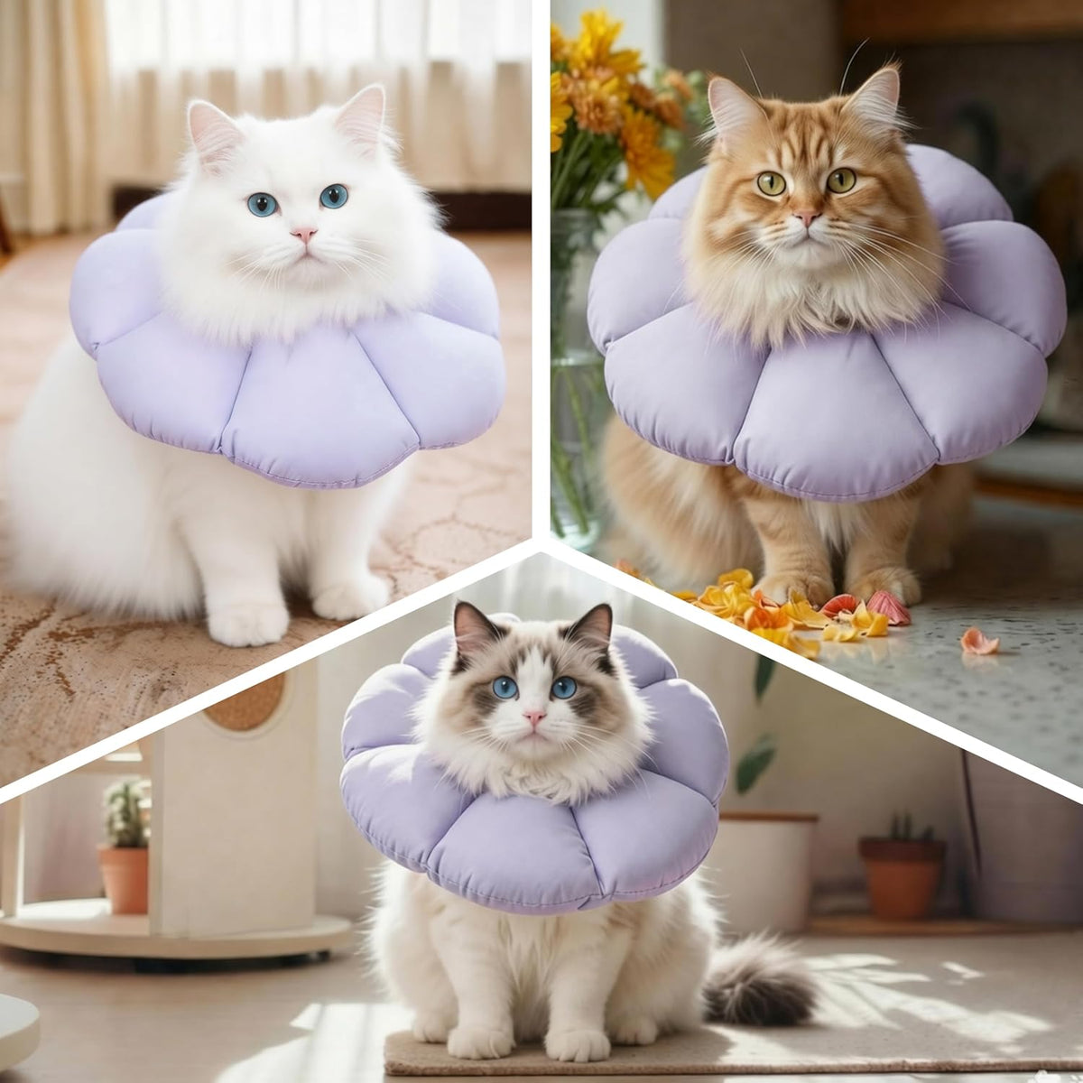 Soft Cat Cone Collar After Surgery, Cat Recovery Collar,Purple,Small