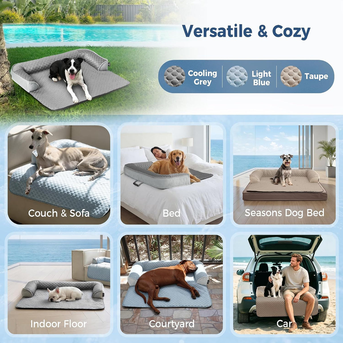 Medium Dog Cooling Bed for Sofa, 35x31 Inch Pets Couch Cover Mat