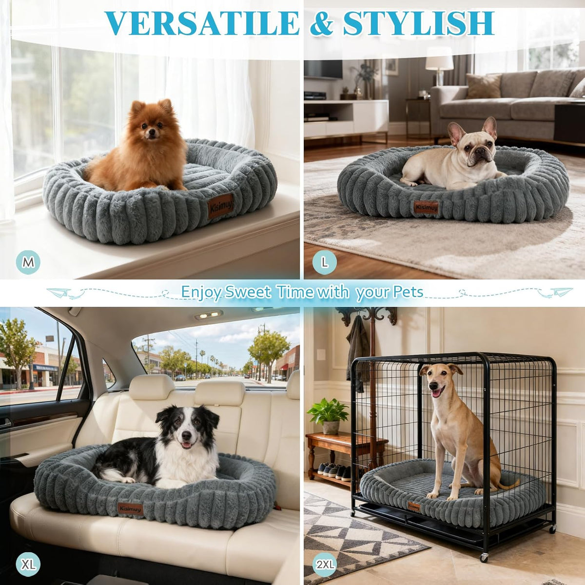Orthopedic Dog Bed, Memory Foam Bolster Bed for Large Dogs