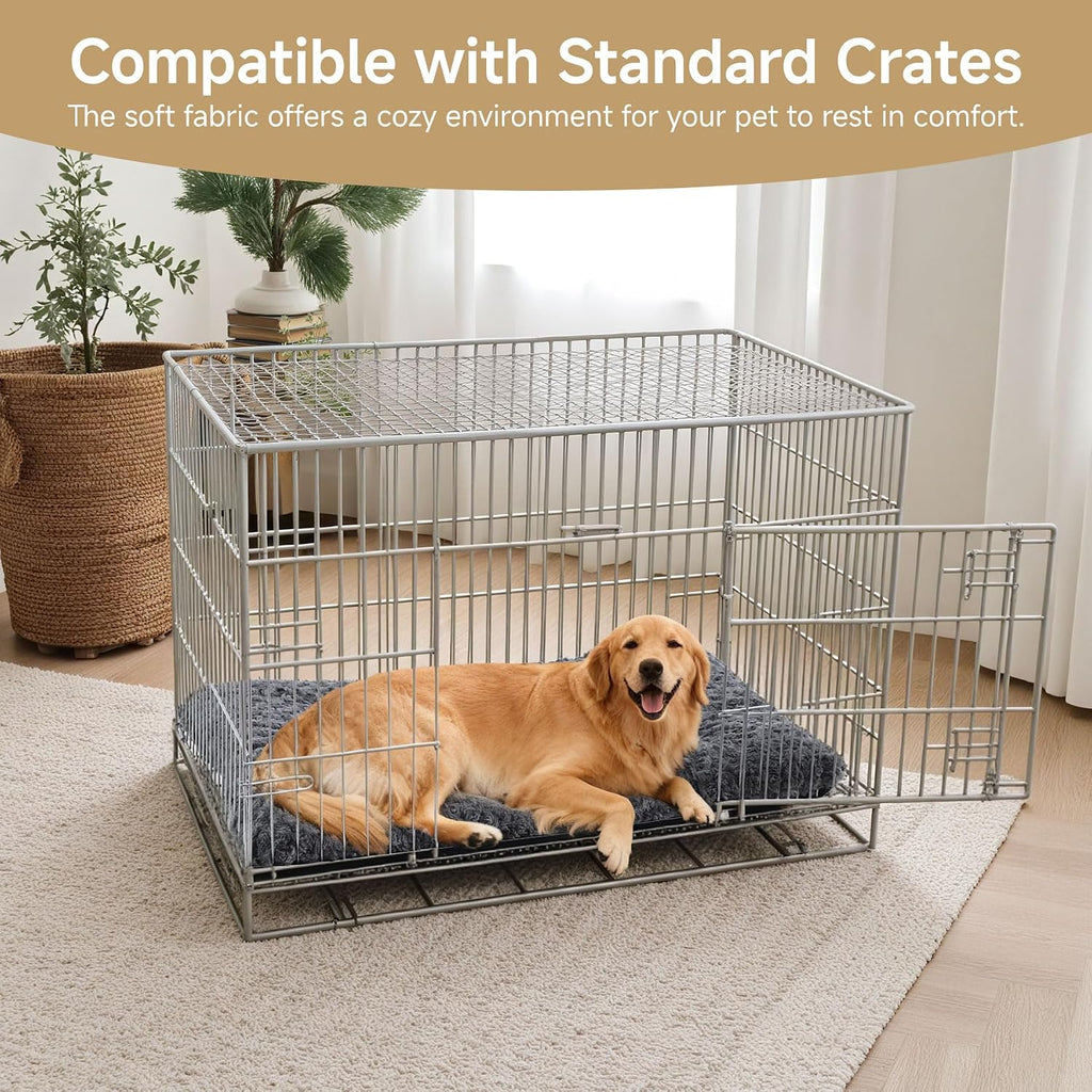 Exsnugy Washable Dog Bed Mat Large Size Fluffy Pet Crate Pad 53x36 XXL