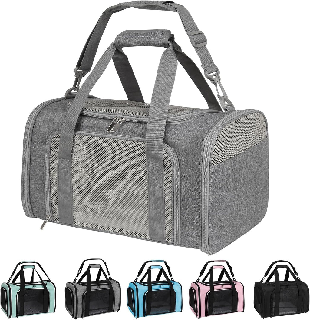 Carriers Soft-Sided Large Pet Carrier for Cats Dogs Small Animals Up to 35Lbs,Top Load Carrier,Ventilated Design,Portable Cat Carrier Airline Approved(X-Large, Grey)