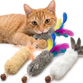 3PCS Cat Rabbit Feather Fur Silvervine Crinkle Kicker for Cats
