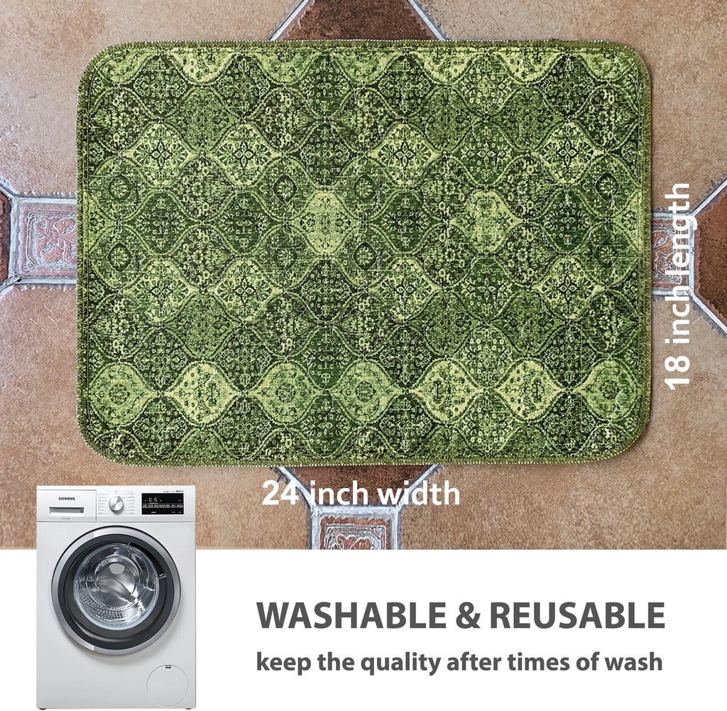 nunubaby 4PACK Washable Pee Pads for Dogs, Stylish, Non-Slip and Leak-Proof Pee Pads. Reusable Potty Pads for Dogs for Crates and Floors.(Green/Multi,18" x24" )