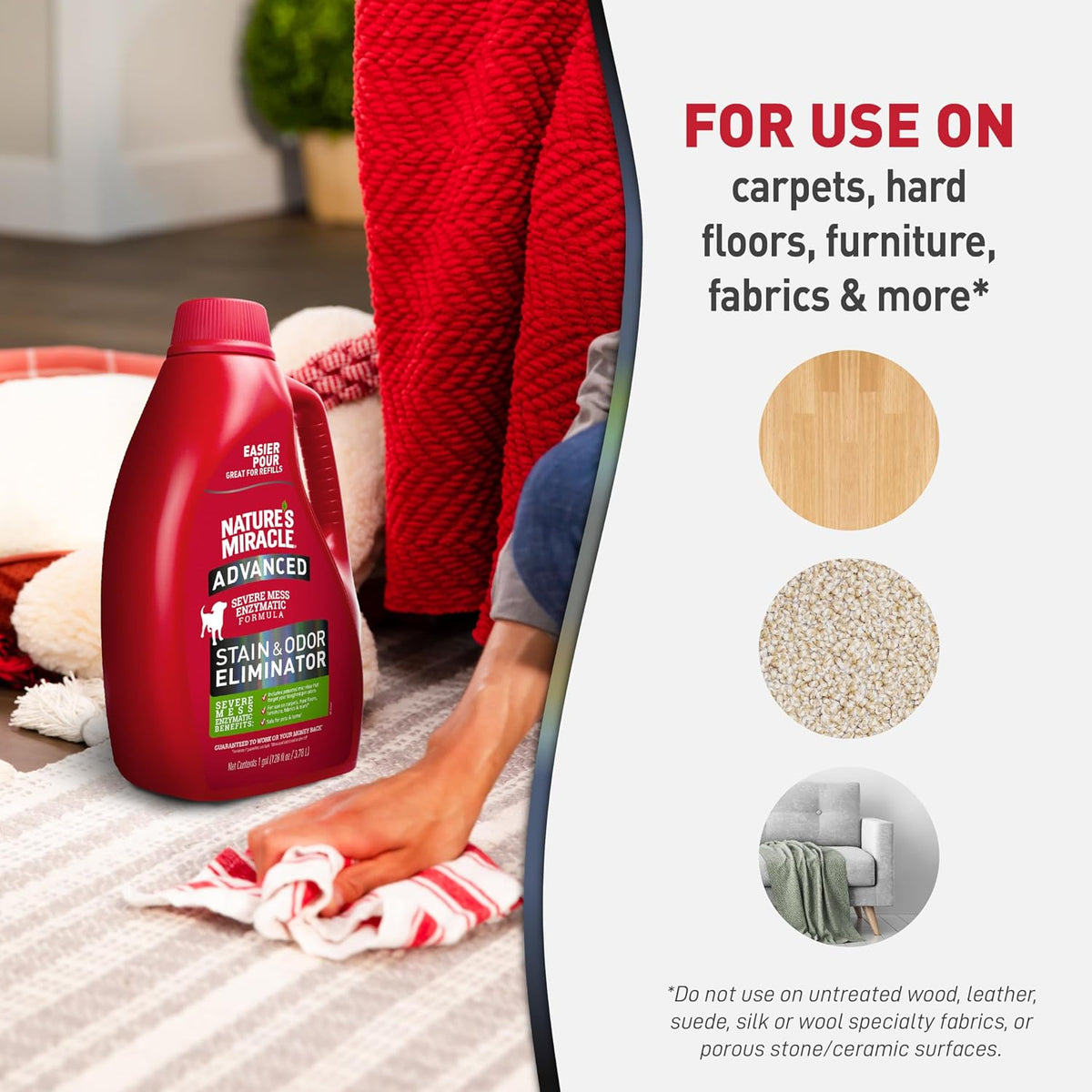 Nature’s Miracle Advanced Dog Stain & Odor Eliminator, Severe Mess, 1 gal