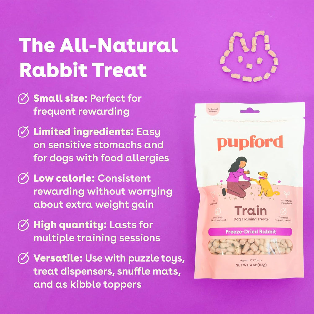 Pupford Freeze Dried Training Treats for Dogs & Puppies (Rabbit, 4 oz)