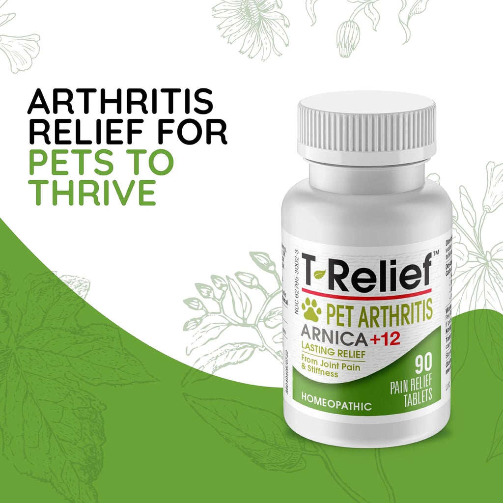 MediNatura T-Relief Pet Joint Aches Relief Homeopathic, 90 Tablets, 2 Pk