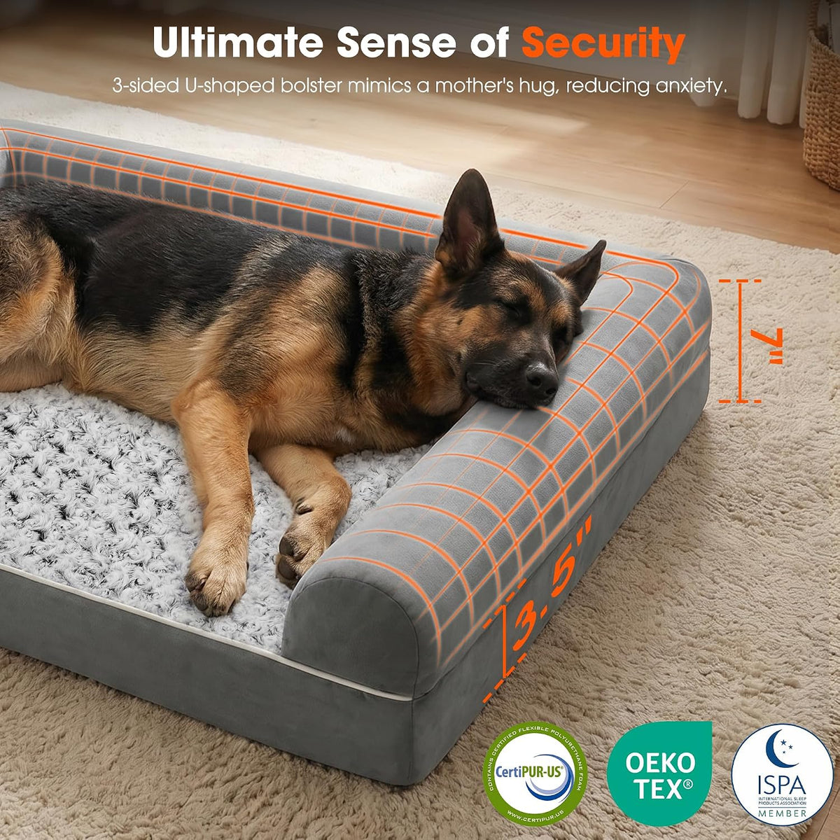 Waterproof Short Plush Orthopedic Sofa Dog Bed for Large Dogs