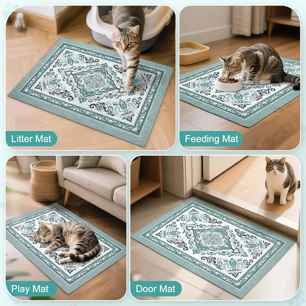Unicorn Catcher 40"x30" Cat Litter Mat Non-Slip Washable Litter Box Mat | High-Density PVC Litter Catcher Mat Efficiently Traps Scattered Litter From Paws To Keep Floors Clean