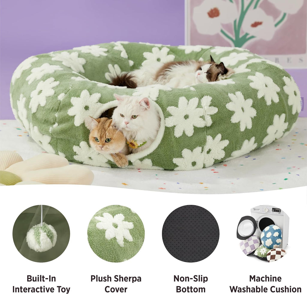 Lesure Donut Cute Jacquard Large Cat Tunnel Bed Kitten Toys for Dog Bunny