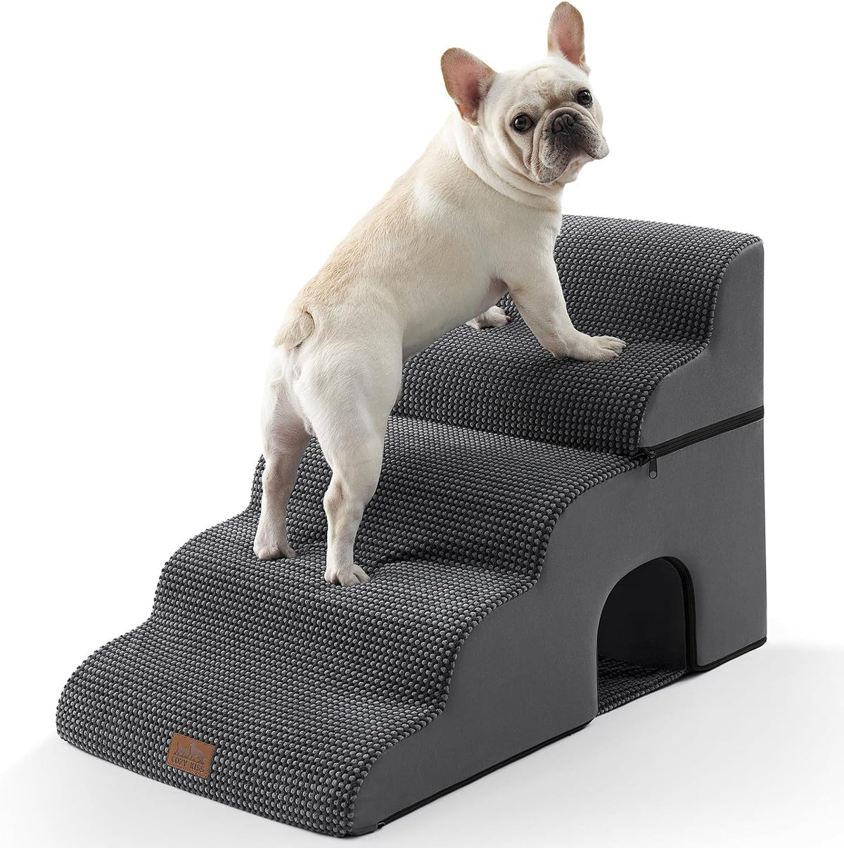 COZY KISS Dog Stairs,with condo,22.4" H 5 Steps for Bed,Dark Grey