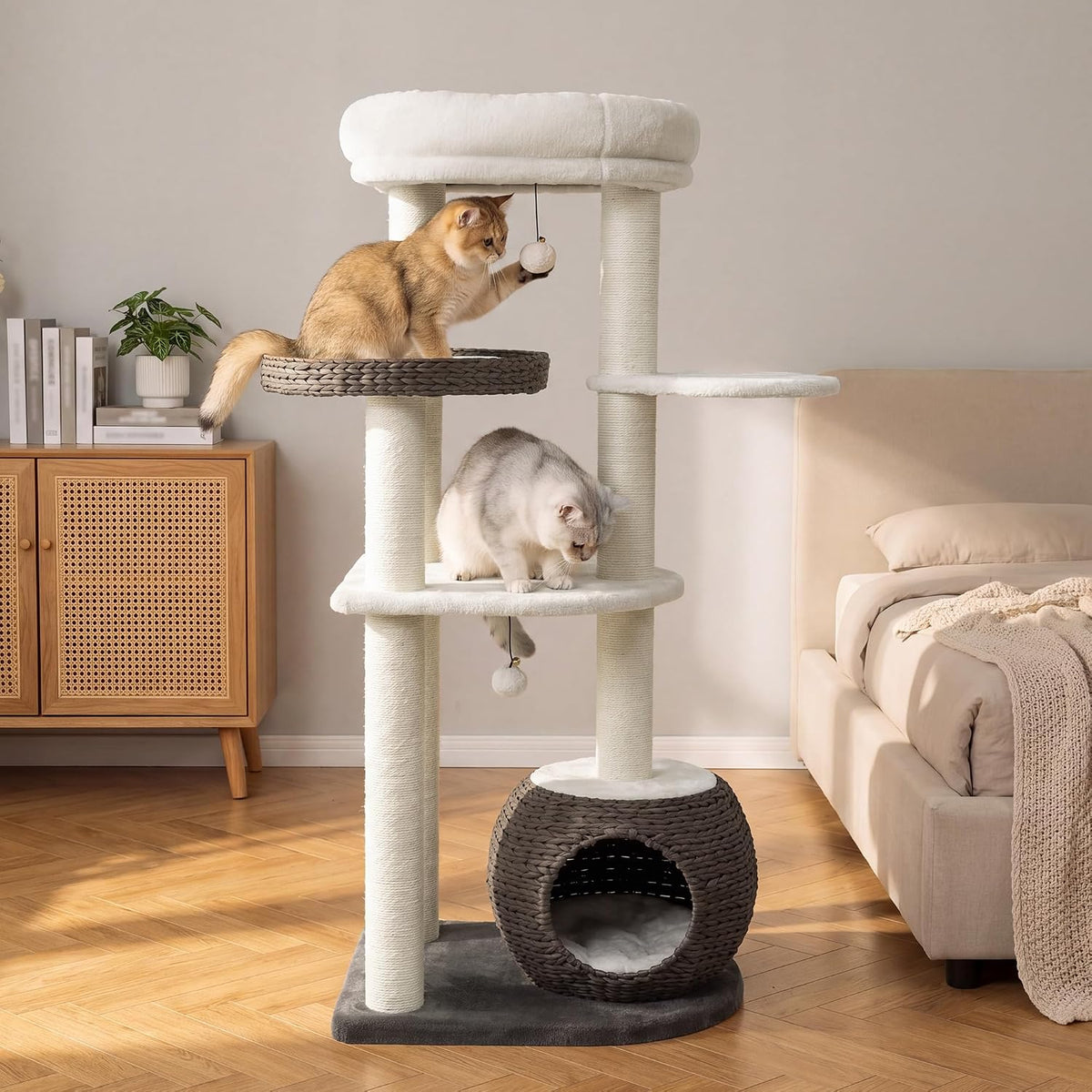 KAMABOKO Modern Cat Tree Tower, 54" Tall for Indoor Cats