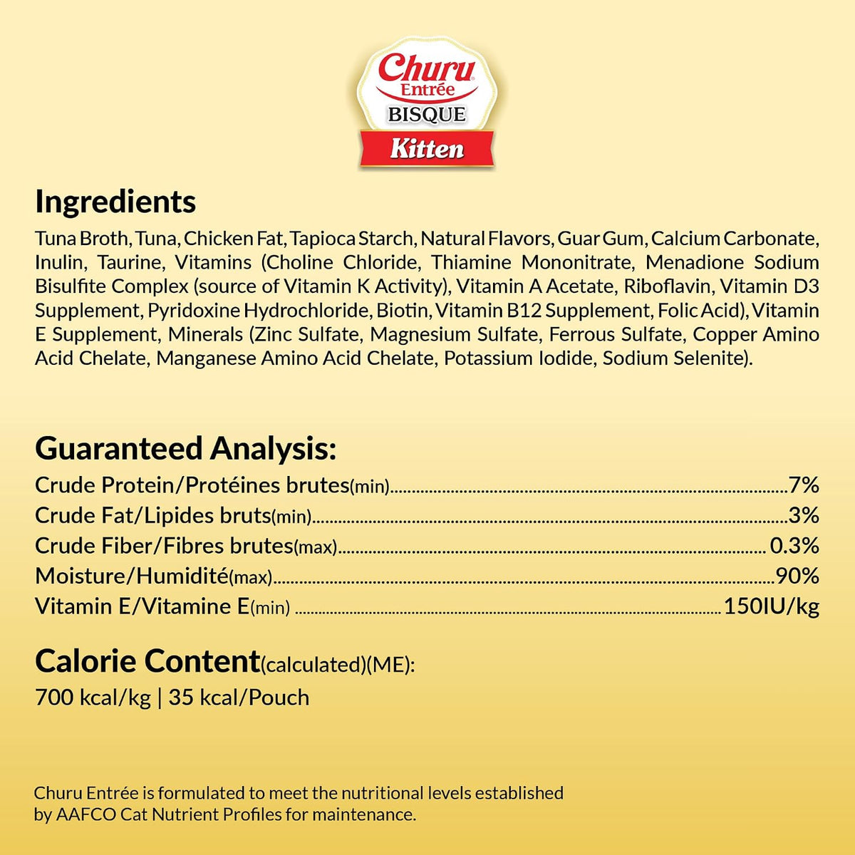 INABA Churu Entree Bisque Kitten Wet Cat Food, Tuna, 6ct