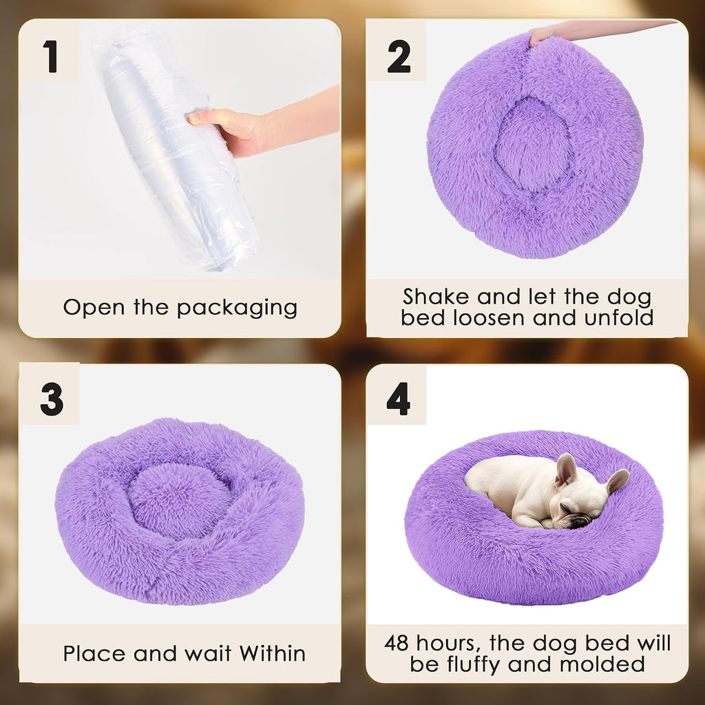 Extra Large Dog Beds, 36in Human Dog Anxiety Relief Comfort Bed (Purple)