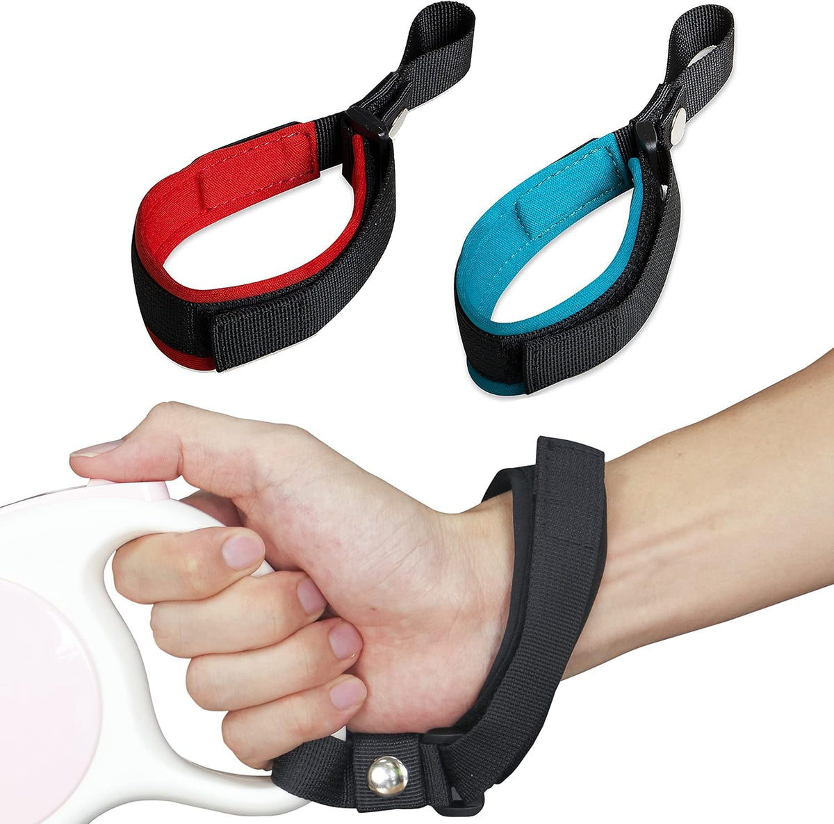 Hands Free Dog Leash Wrist Safety Strap, 2 Pack Soft Comfortable Diving Fabric Dog Leash Wrist Strap for Safe Walking (Blue & Red)
