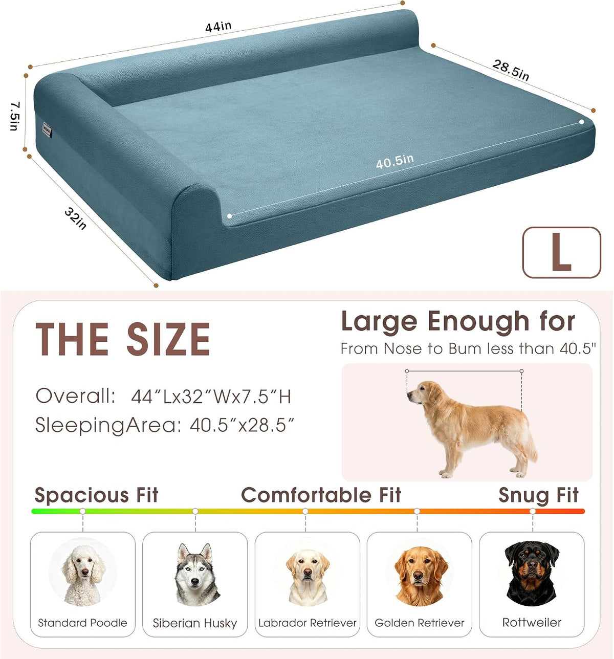 Cooling Gel Memory Foam Orthopedic Dog Bed for Large Dogs with Arthritis