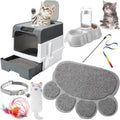 Tioncy 7 Pcs Kitten Litter Box Starter Kit, Enclosed with Shovel, Gray