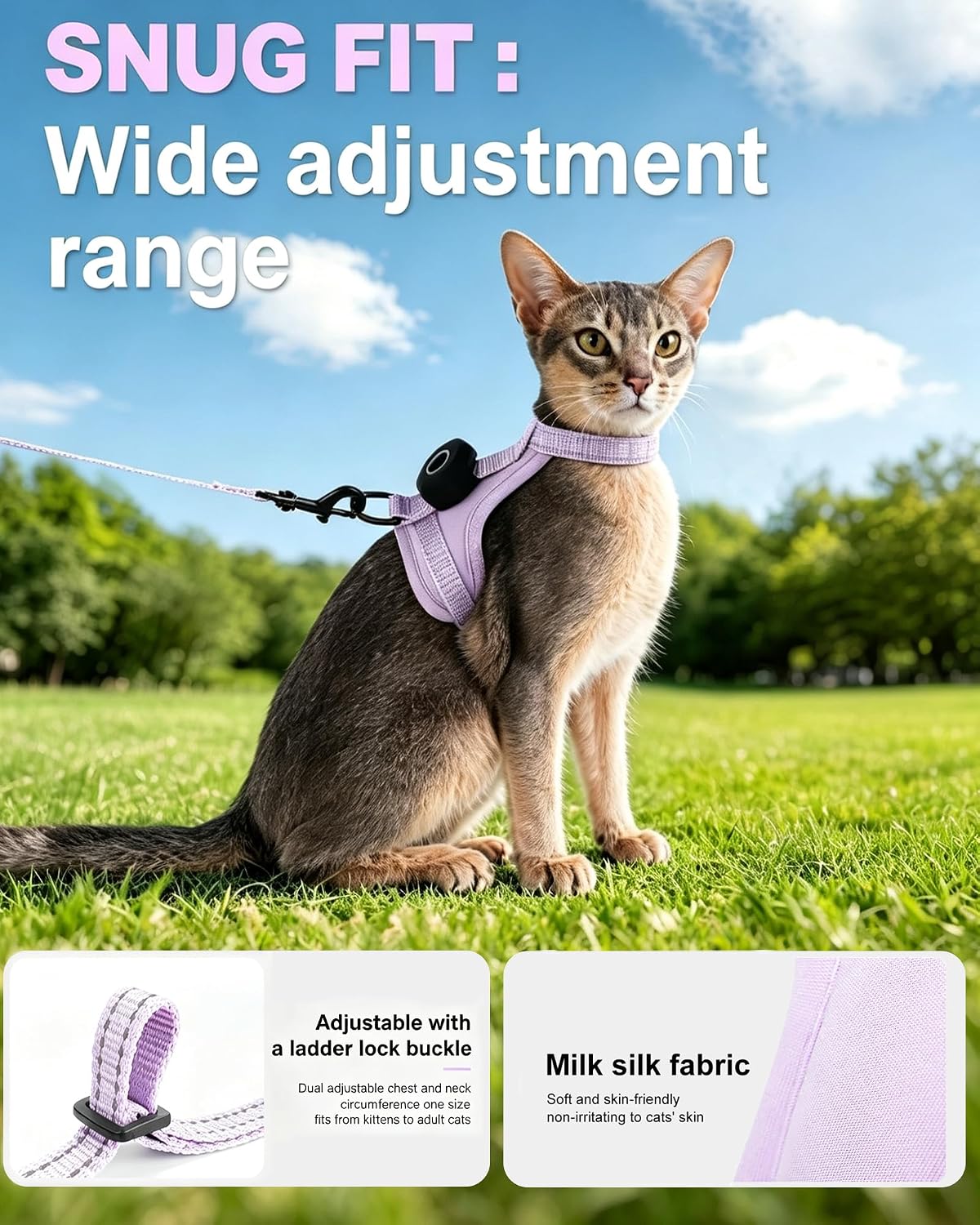 Solmoony Cat Harness & Leash Set, Rose Vest Harness for Small & Medium Cats