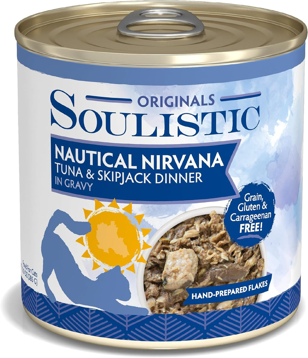 Soulistic Originals Wet Cat Food, Nautical Nirvana Tuna and Skipjack Dinner in Gravy, 10oz Can, Pack of 8