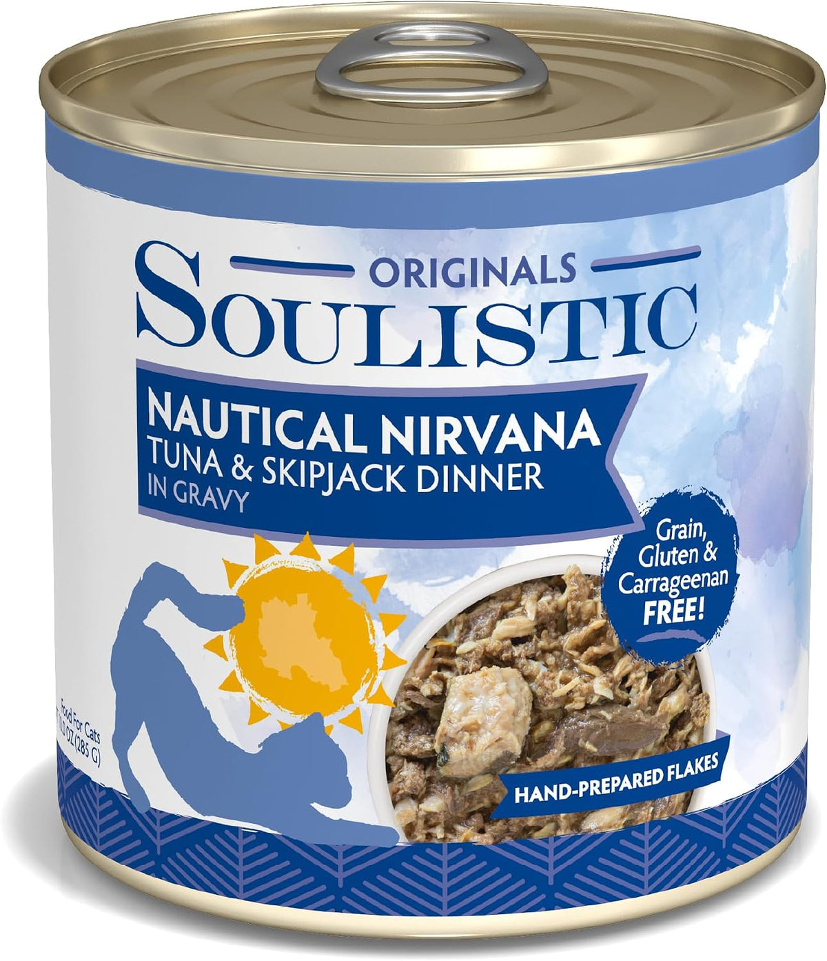 Soulistic Originals Wet Cat Food, Nautical Nirvana Tuna and Skipjack Dinner in Gravy, 10oz Can, Pack of 8