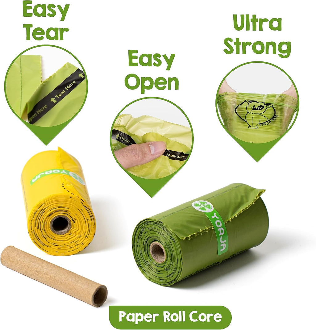 Dog Poop Bags Rolls with Dispenser & Holder, 510 Pet Waste Bags, 100% Leak Proof Extra Thick and Strong Corn Starch Blend