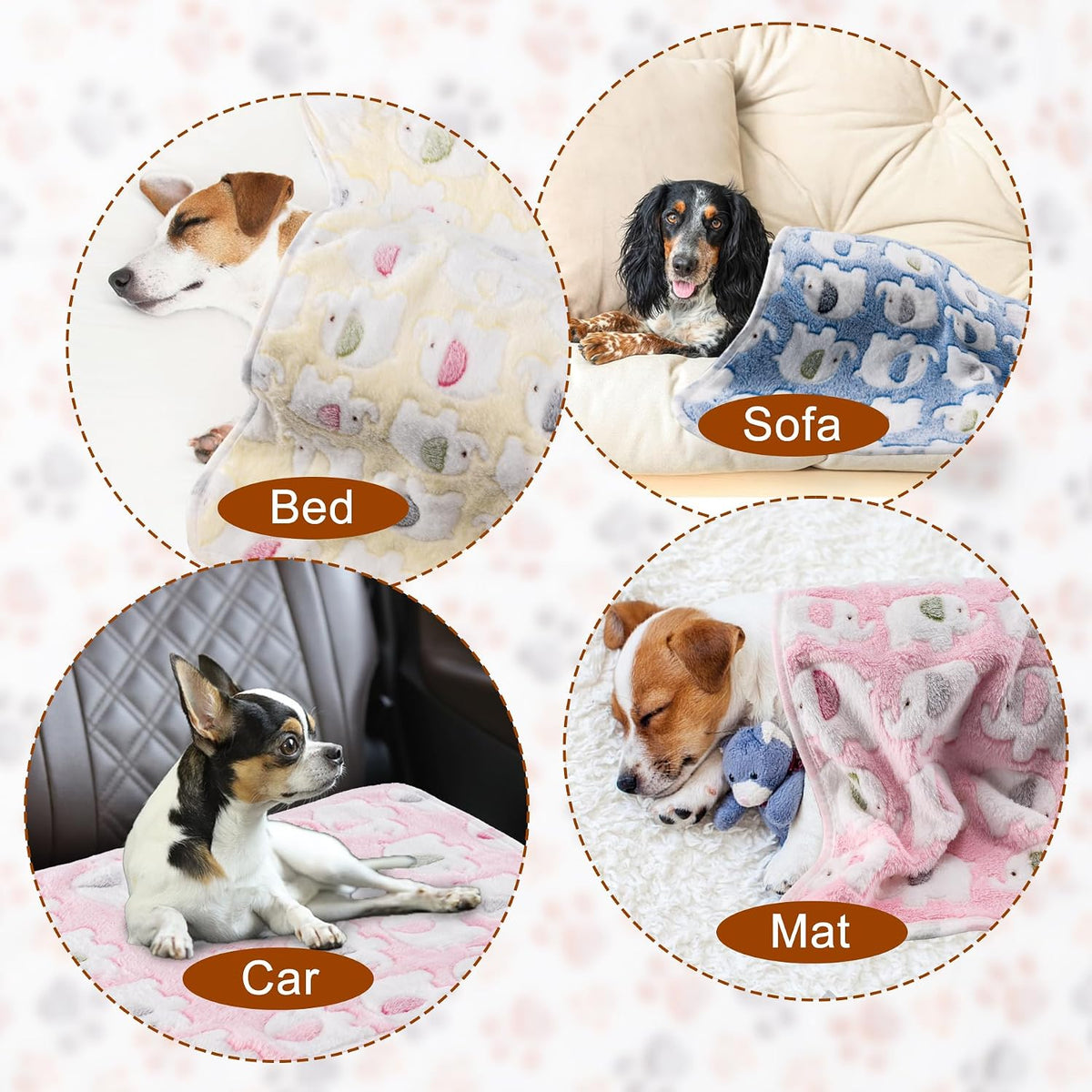 1 Pack 3 Blankets for Dog Puppy Cat (Large 41x31'', Pink, Yellow, Blue)