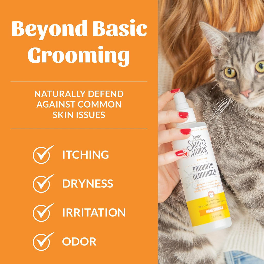 SKOUT'S HONOR Probiotic Cat Deodorizing Spray- Honeysuckle, 8 oz