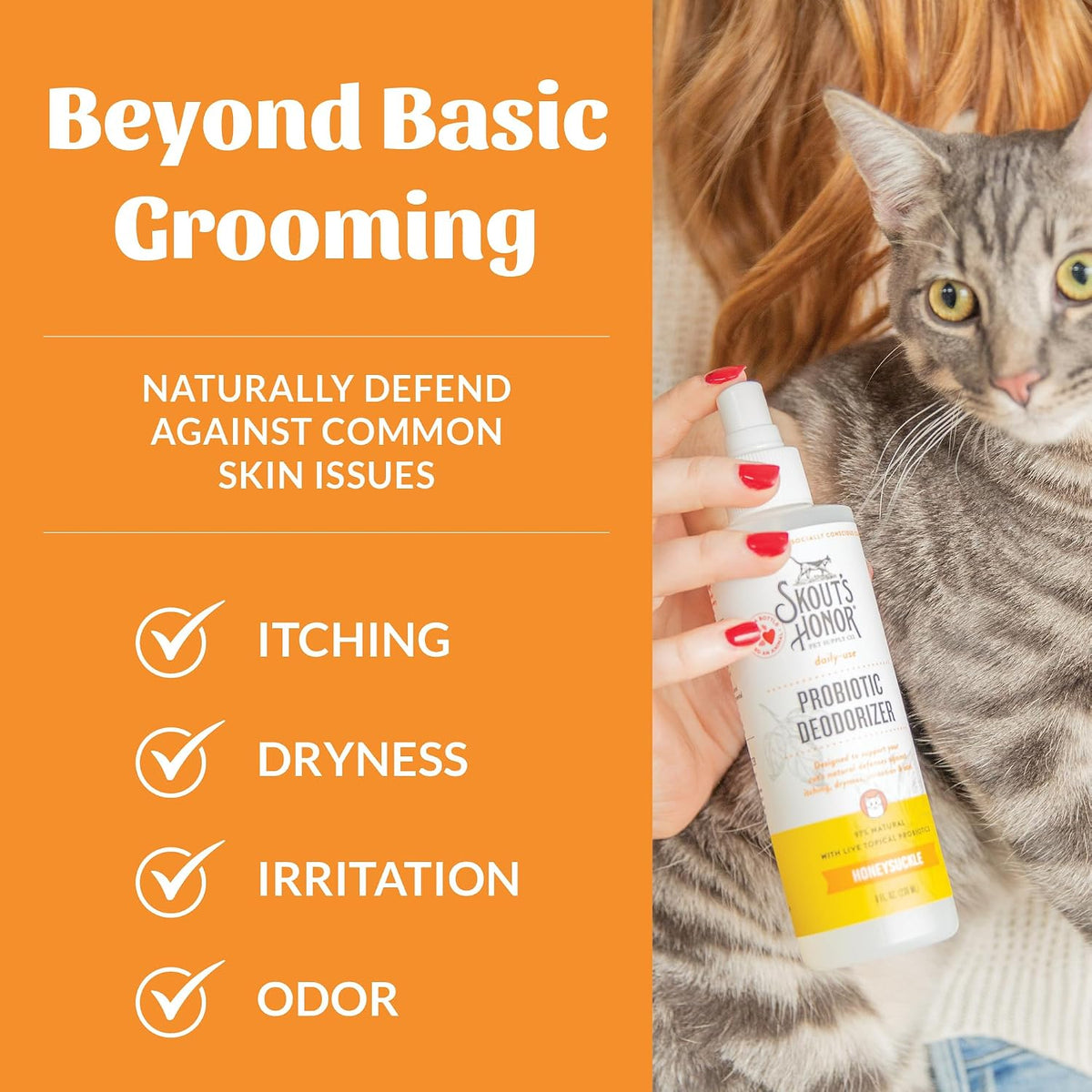 SKOUT'S HONOR Probiotic Cat Deodorizing Spray- Honeysuckle, 8 oz