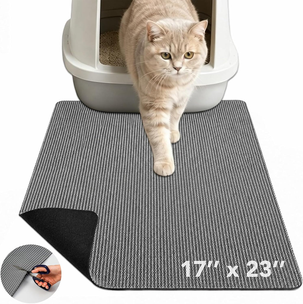 Cat Litter Mat 23''x17'', Non-Slip Litter Trapping Mat for Litter Box