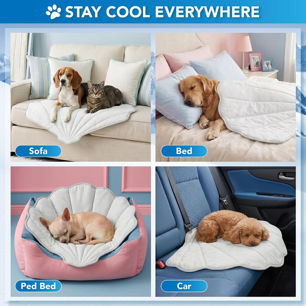 PetAmi Dog Cooling Mat Reversible Fleece Blanket for Pet Cat, S 33x39, Grey