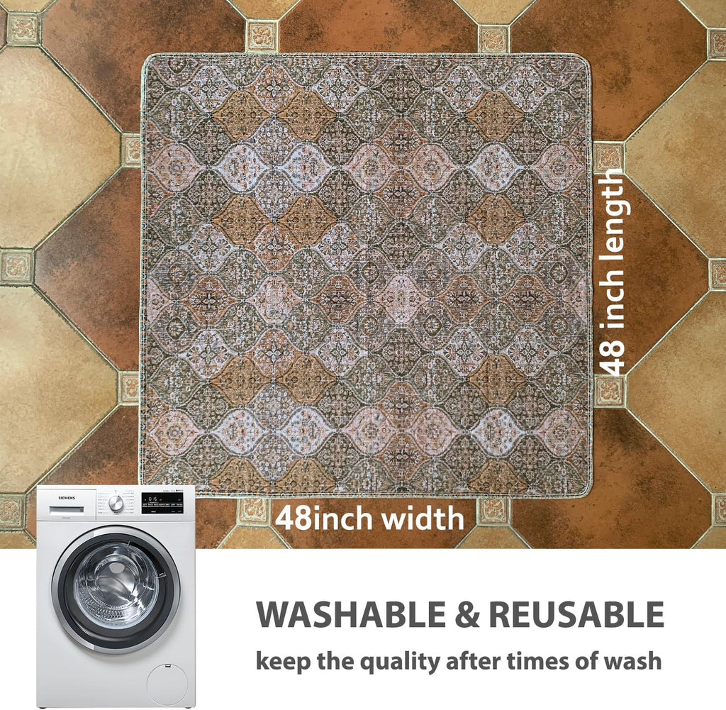 nunubaby Washable Pee Pads for Dogs, Stylish, Non-Slip and Leak-Proof Pee Pads. Reusable Potty Pads for Dogs for Crates and Floors.(Brown/Multi,48" x48" )