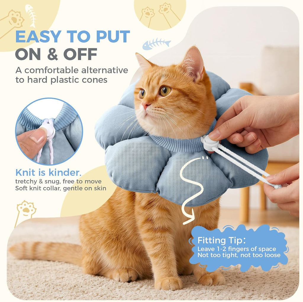 Avont Soft Cat Cone S Grayishblue Post-Surgery Anti-Lick Adjustable