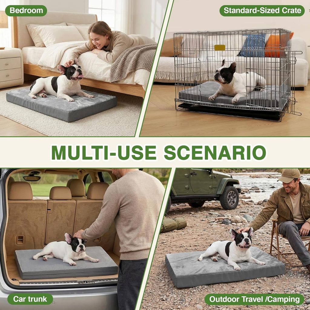 Waterproof Small Dog Bed Crate Pad 24", Washable Puppy Bed Orthopedic Gray