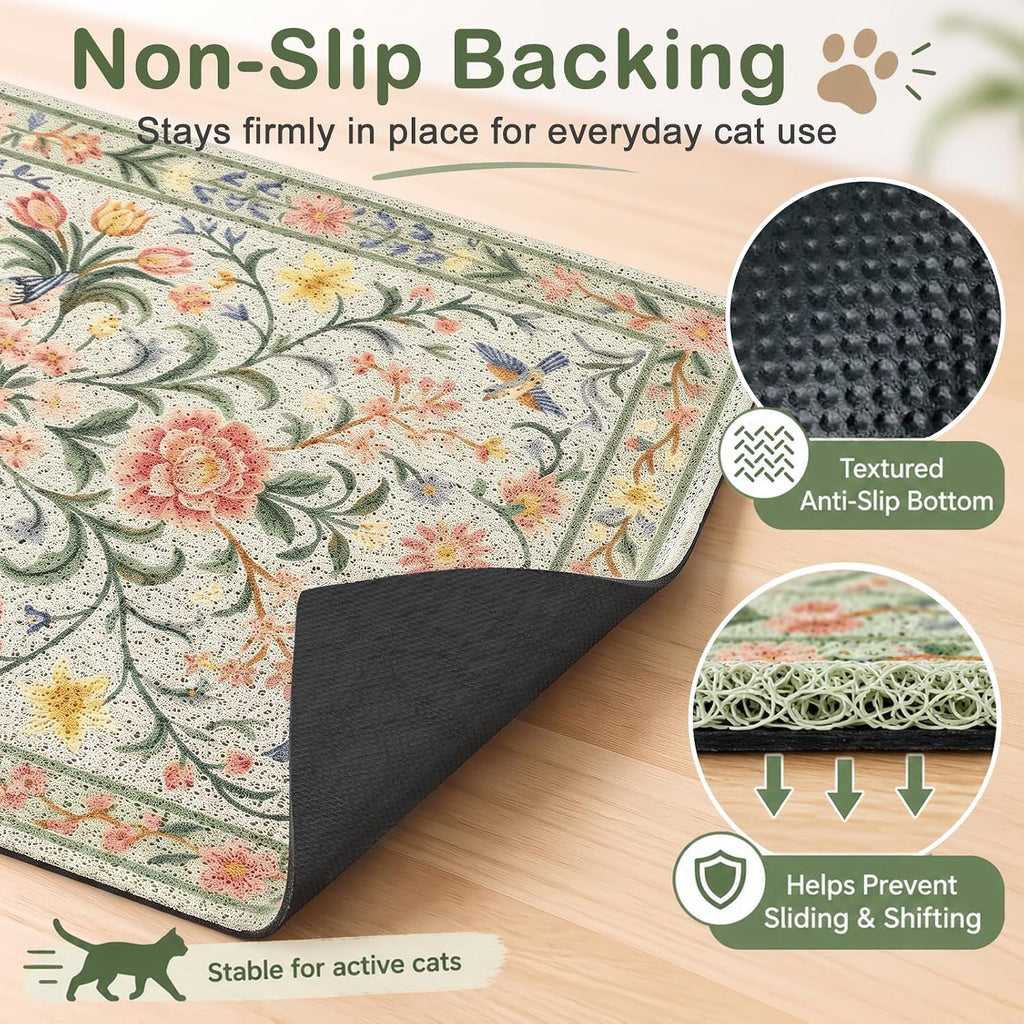 Unicorn Catcher 24"x15" Cat Litter Mat Non-Slip Washable Litter Box Mat