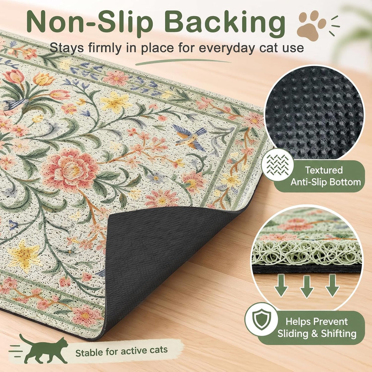 Unicorn Catcher 24"x15" Cat Litter Mat Non-Slip Washable Litter Box Mat